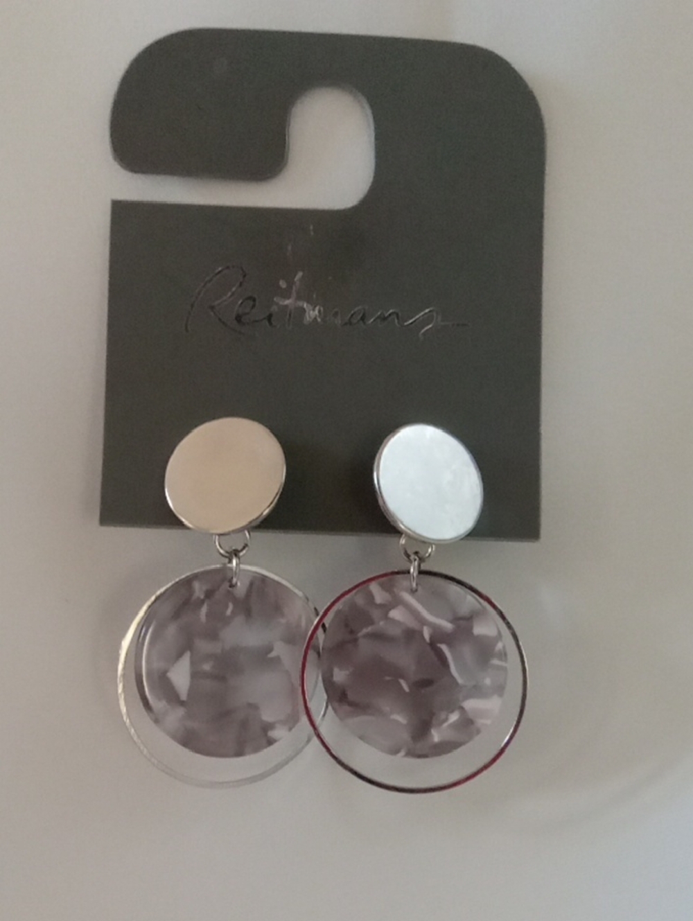 Reitmans Silver and Gray Marbled Drop Earrings